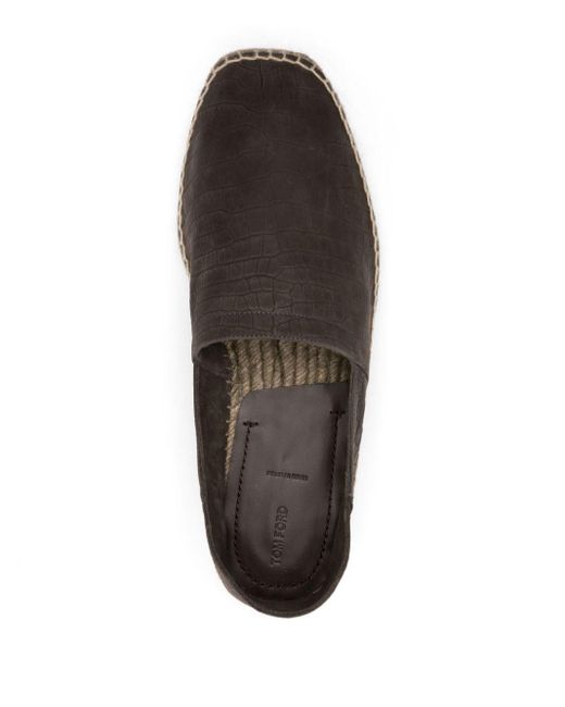 Tom Ford Gray Embossed-crocodile Leather Espadrilles for men