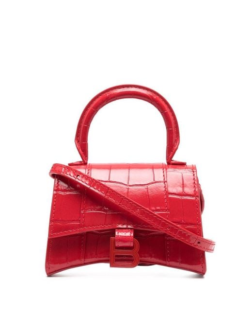 Balenciaga Red Mini Hourglass Tote Bag