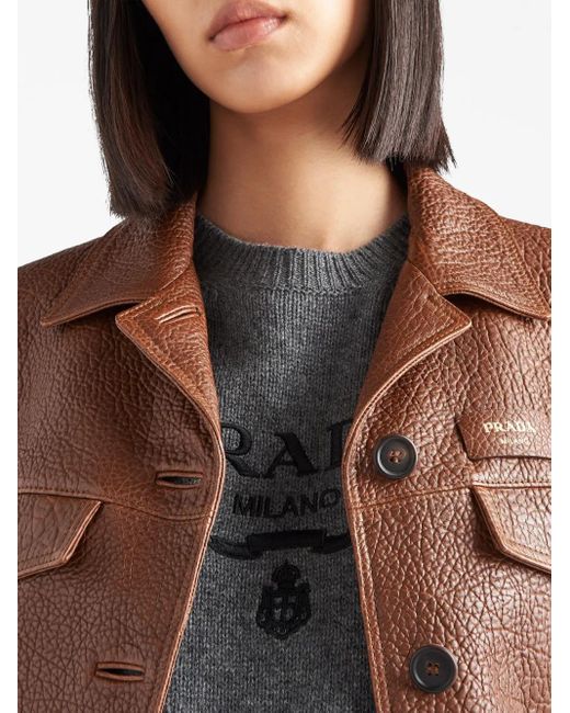 Prada Gray Wool And Cashmere Crew-Neck Sweater
