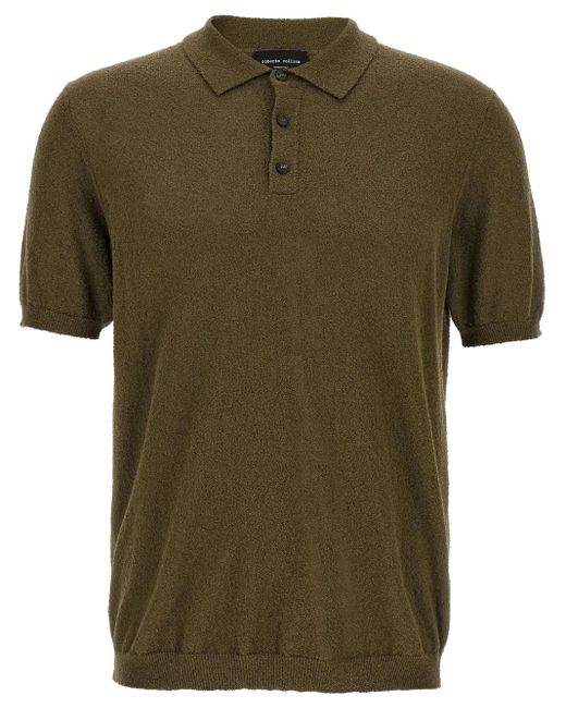 Roberto Collina Poloshirt Met Textuur in het Green voor heren