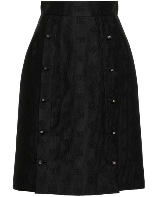 Falda con logo en jacquard Dolce & Gabbana de color Black