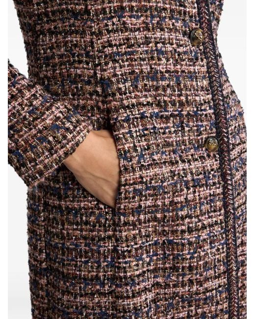 Etro Brown Multicoloured Tweed Coat