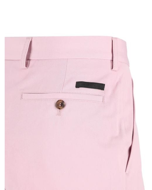 Prada Pink Cotton Button Tailored Trousers for men