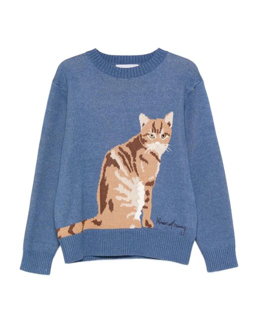 House Of Sunny Blue The Ginger Cat Round-Neck Sweater