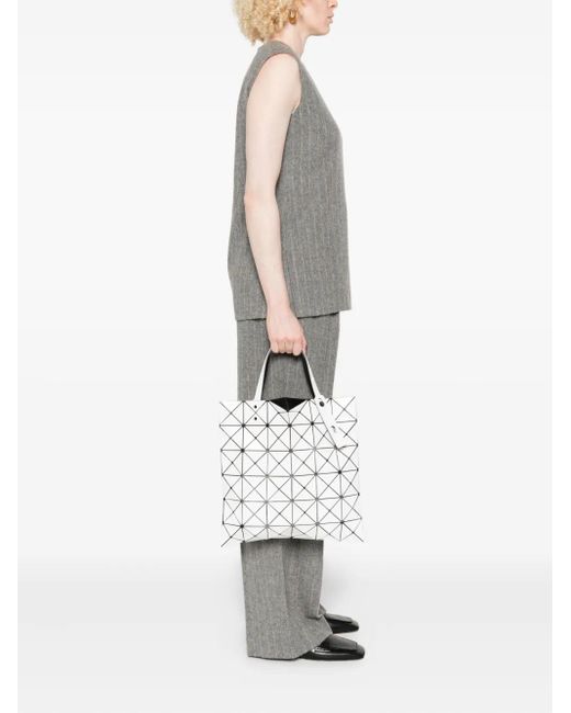 Issey Miyake White Lucent Geometric-Pattern Tote Bag