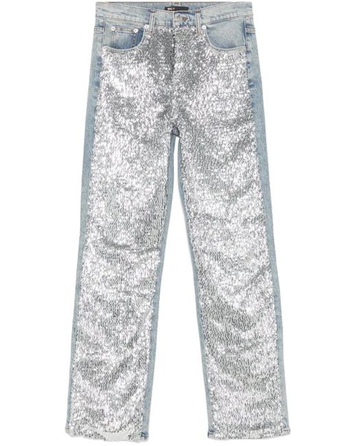 Maje Gray Sequin-Embellished Jeans