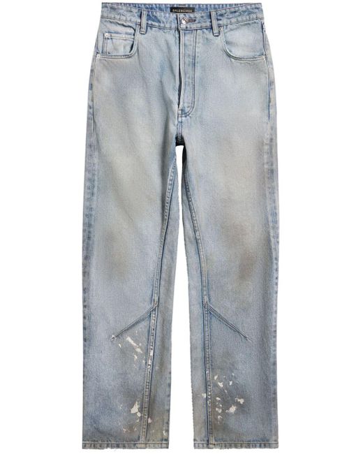 Balenciaga Blue Distressed Straight-leg Jeans for men