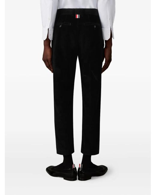 Thom Browne Black Corduroy Tapered Chino Trousers for men