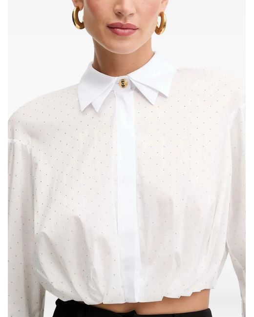 Elisabetta Franchi White Tie-Cuff Embellished Blouse