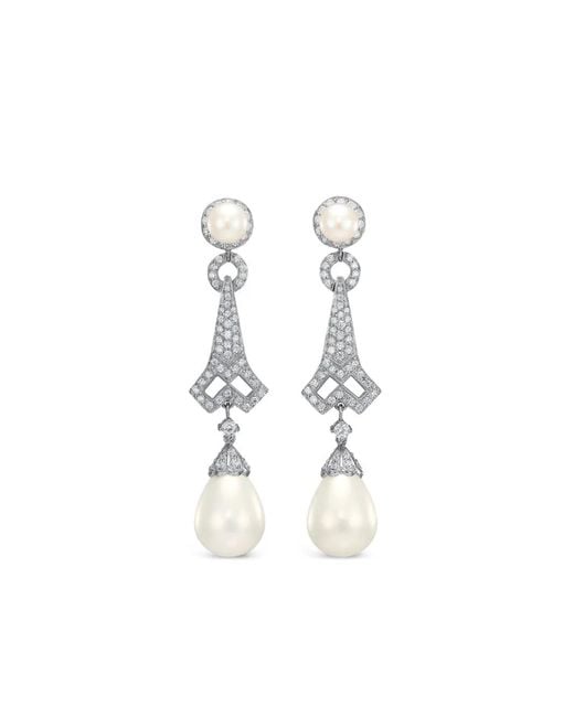 Anabela Chan White 14K And Rhodium Vermeil Lattice Pearl And Diamond Earrings