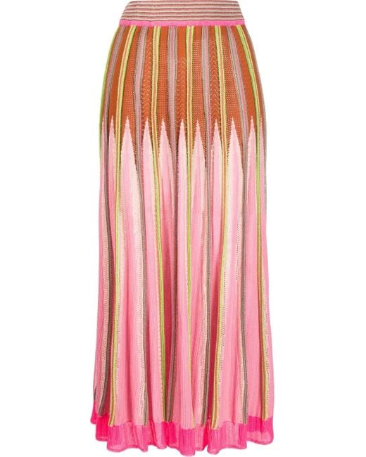 Forte Forte Pink Zigzag-Knit Midi Skirt
