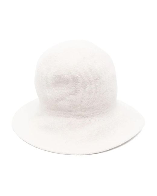 Borsalino White Ribbed-Knit Hat