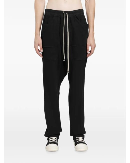 Rick Owens Black Cargo-Pockets Drop-Crotch Trousers for men