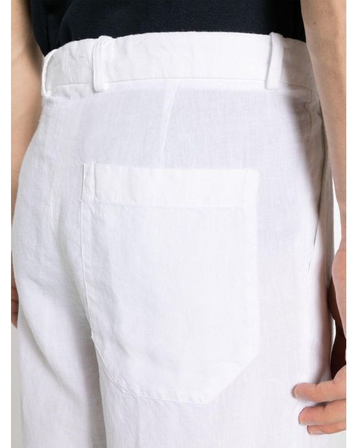 Malo White Straight-leg Linen Shorts for men