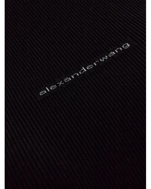 Alexander Wang Black Ribbed Short-Sleeve Top