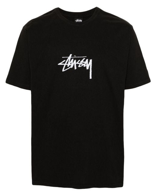 Stussy Black Logo-print Cotton T-shirt for men