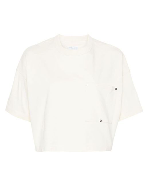 Decorative-stitching cropped T-shirt Bottega Veneta de color White