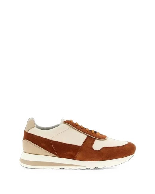 Brunello Cucinelli Brown Panelled Leather Sneakers for men