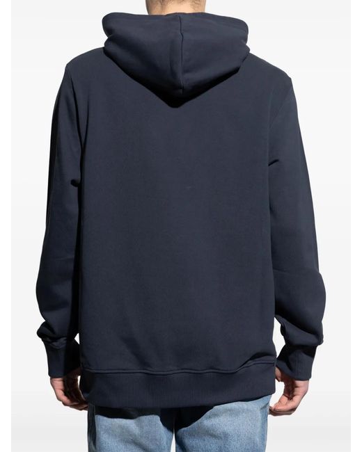 Balmain Blue Logo-Graphic Drawstring Hoodie for men