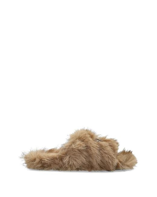 Balenciaga Natural Furry Slippers