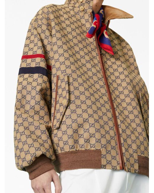 Veste Zippée En Toile De Coton GG Gucci pour homme en coloris Brown
