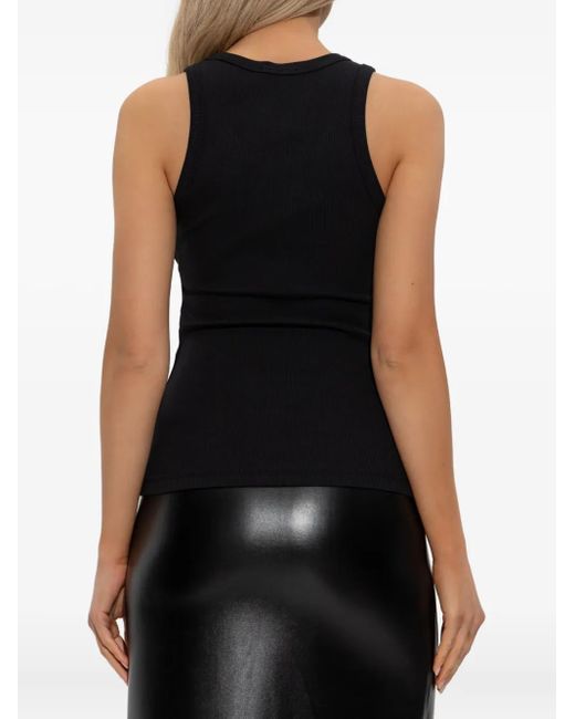 DIESEL Geribbelde Top Met Logoplakkaat in het Black