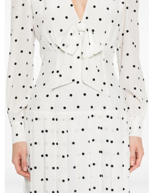 Alessandra Rich White Polka-Dot Midi Dress
