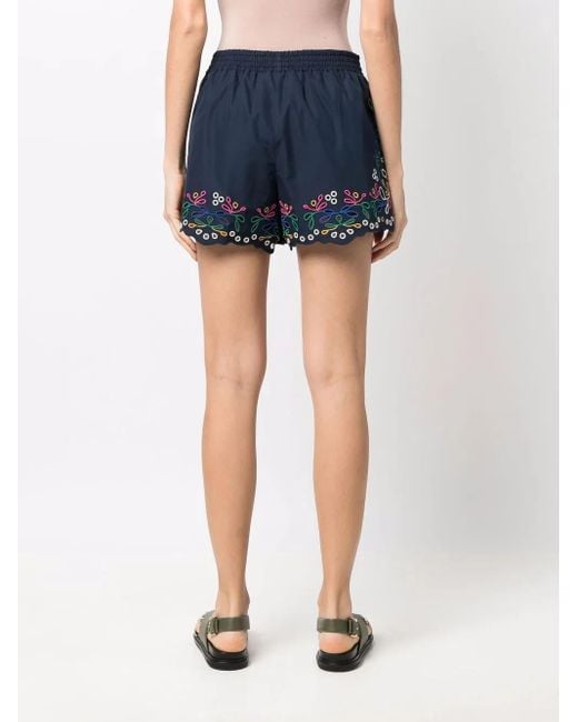 Chloé Blue Broderie Anglaise Mini Shorts