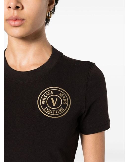 T-shirt à logo imprimé Versace en coloris Black