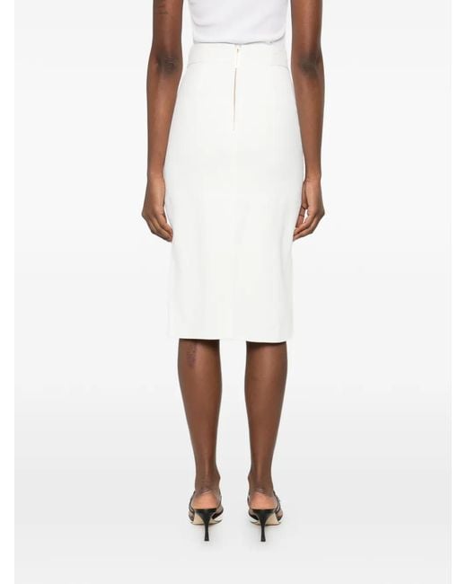 Elisabetta Franchi White Gabardine Skirt With Sash Belt