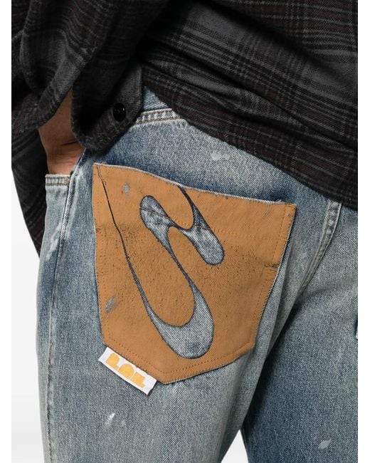 PDF Blue Nico Distressed Paint-Splatter Jeans for men