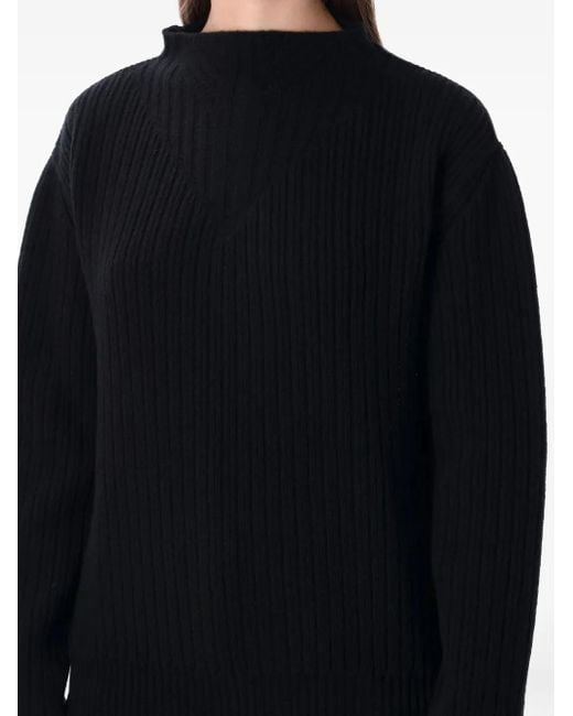 Rick Owens Black Ribbed Open-Back Sweater