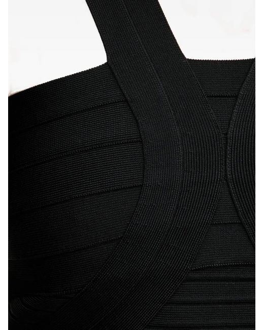 Hervé Léger Black Robe Courte Elise À Bretelles Croisées