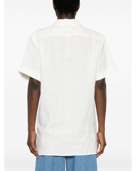 Amotea White Short-sleeve Linen Shirt