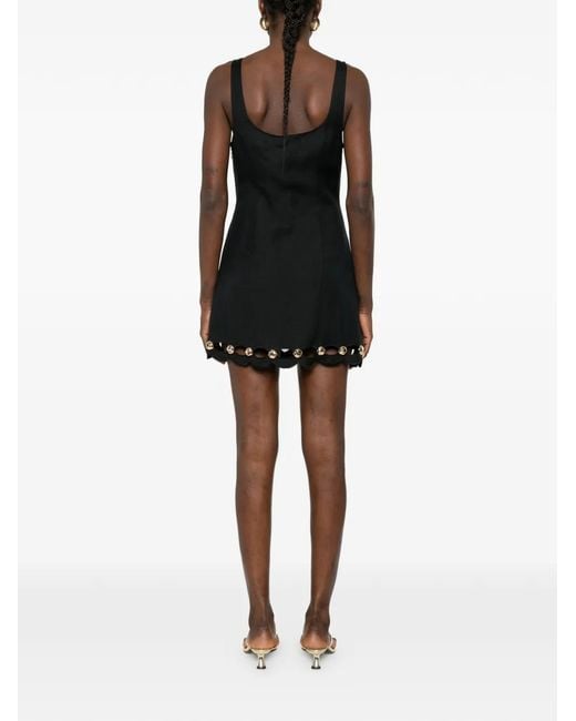 Jonathan Simkhai Black Scallop-Trim Mini Dress