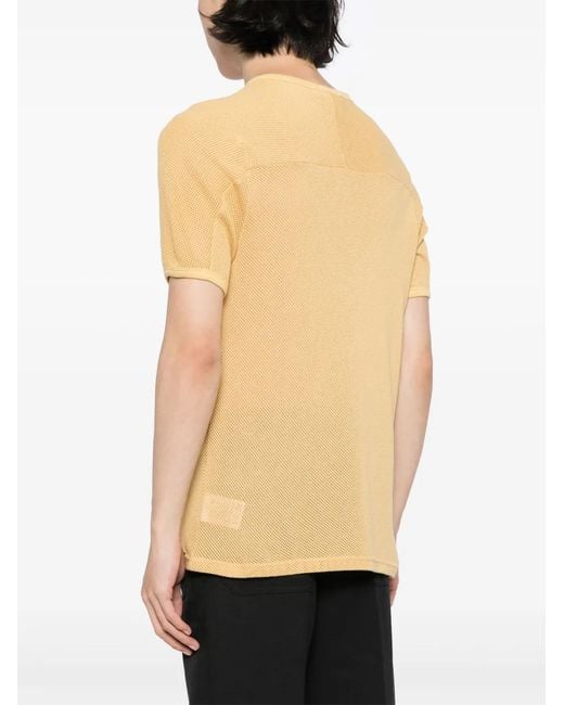 Courreges Natural Logo-Print V-Neck T-Shirt for men