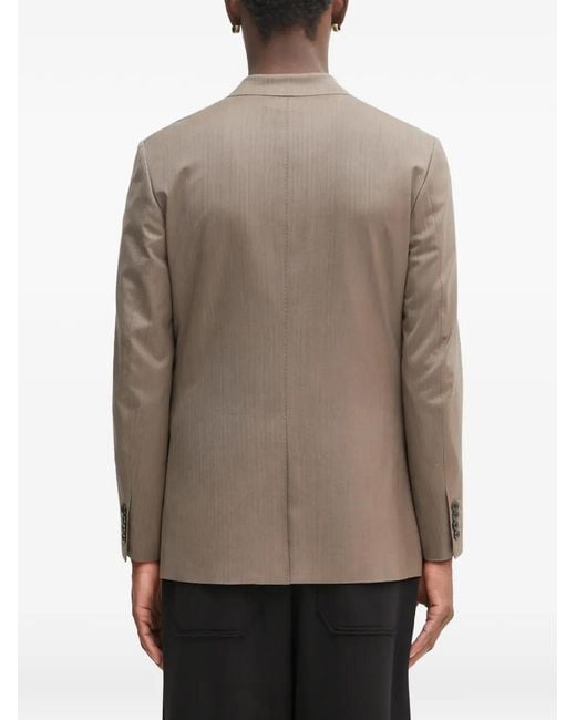 Wacko Maria Natural Herringbone Buttoned Blazer for men