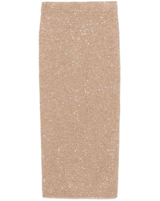 D.exterior Natural Sequinned Midi Skirt