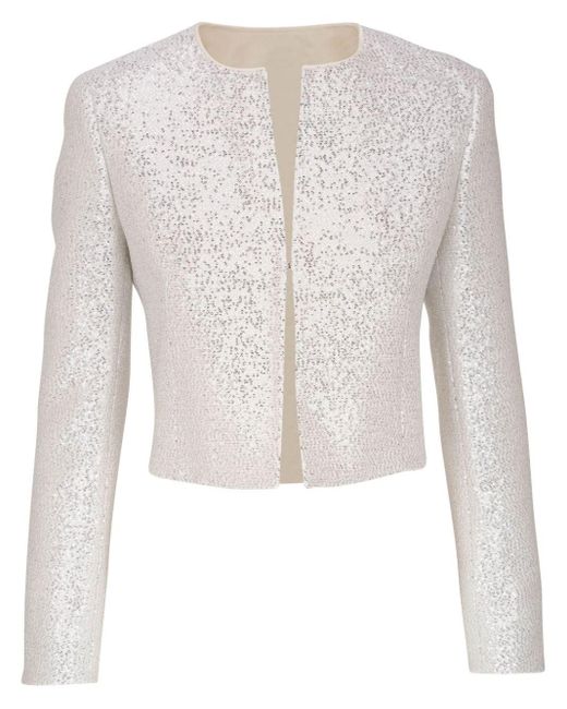 Akris White Cropped Sequined Jacket