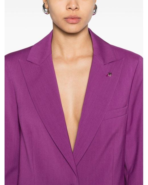 Manuel Ritz Purple Peak-lapels Single-breasted Blazer