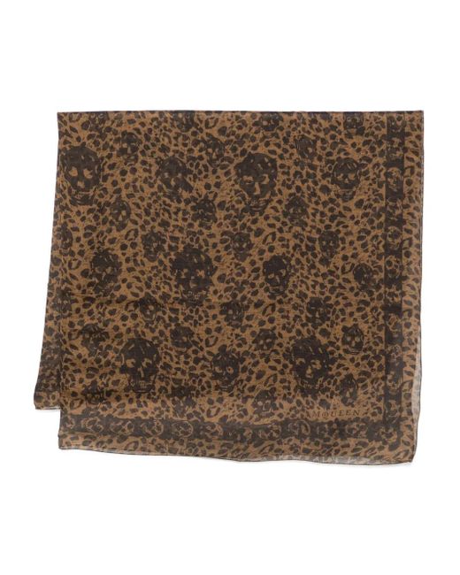 Alexander McQueen Brown Leopard-Print Scarf