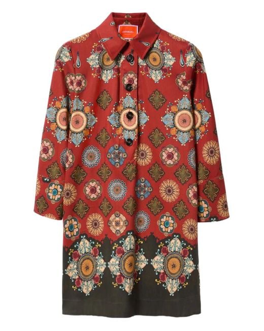 LaDoubleJ Red Geometric-Print Mini Day Dress