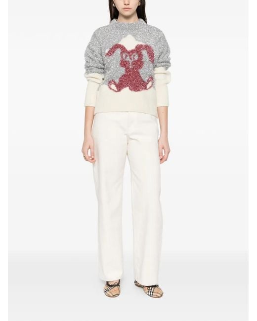 KENZO White Cartoon-Intarsia Sweater