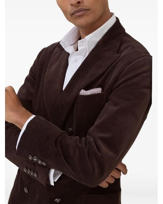 Brunello Cucinelli Brown Cotton Double-Breasted Jacket for men
