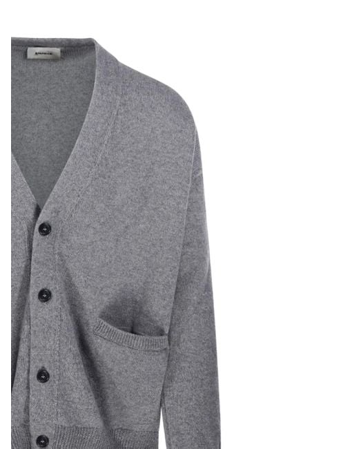 A PAPER KID Gray Patch Pocket V-Neck Cardigan for men