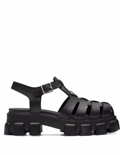 Prada Black Branded Rubber Sandals for men