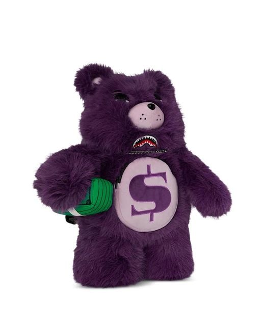 Sprayground Purple Cray Shark Plush-Bear Backpack for men