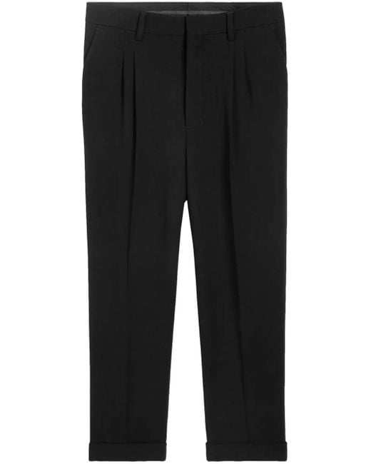 AMI Black Pressed-Crease Tapered Trousers for men