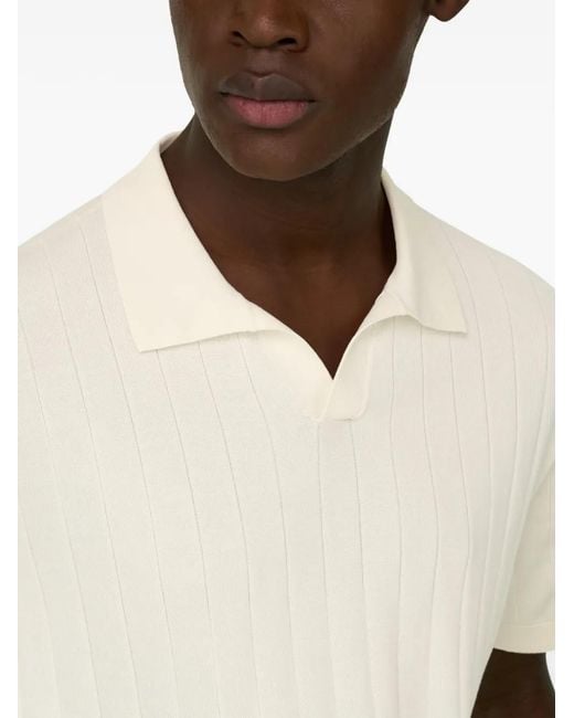 T-Shirt À Col Ouvert Nervuré Boggi pour homme en coloris White