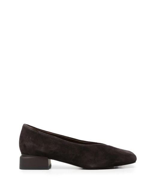 Linda Baumann Black Suede Crossover-Strap Pumps